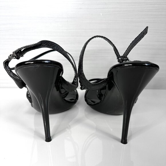 Aldo Strappy High Heel Sandals Womens Size 39 Black Shiny - Picture 4 of 6